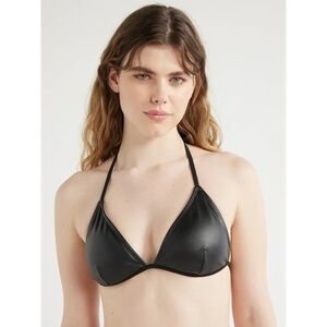 No Boundaries Faux Leather Bikini Swim Top
